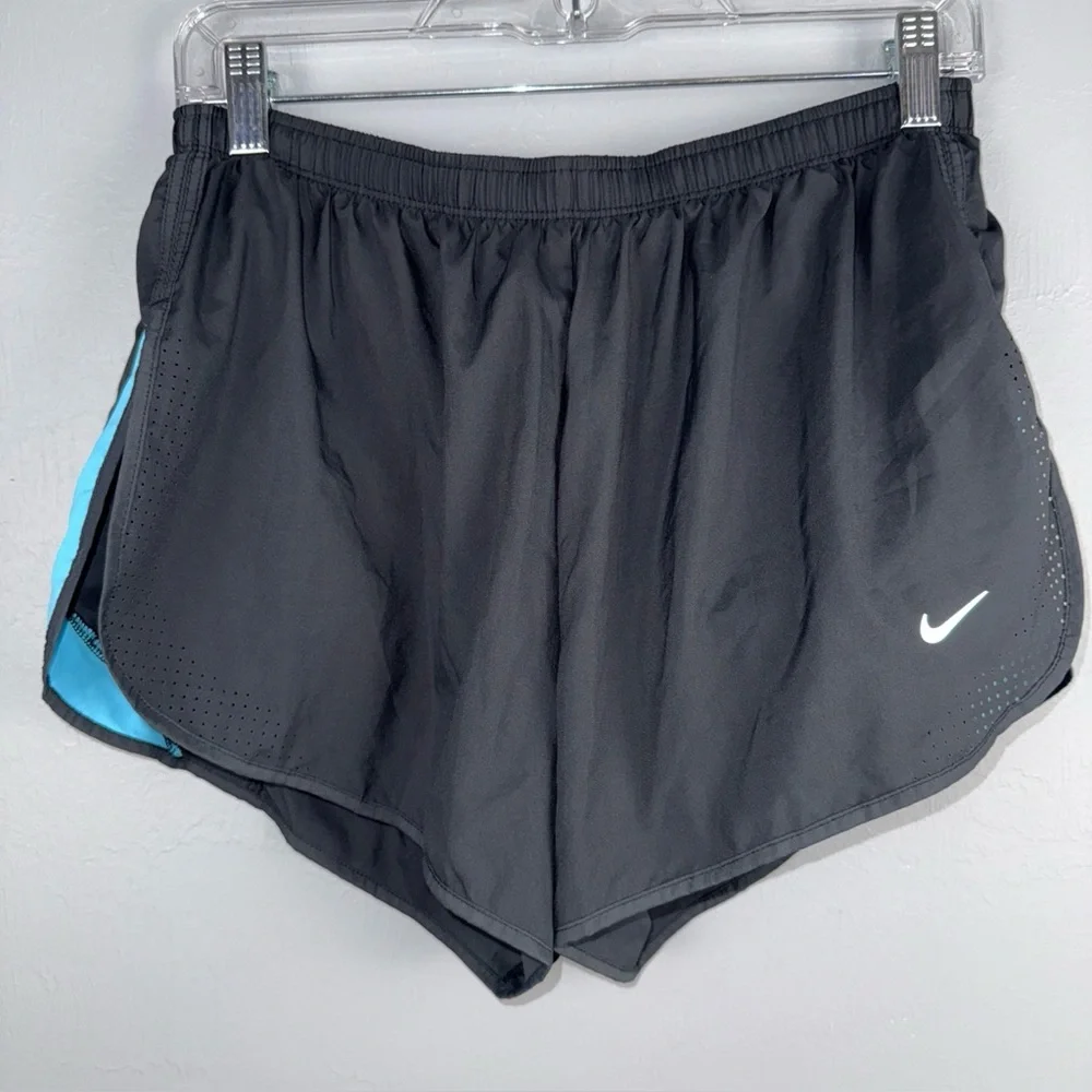 Nike Fit Dry Black Blue Dark Gray Athletic Shorts Womens Large Running‎